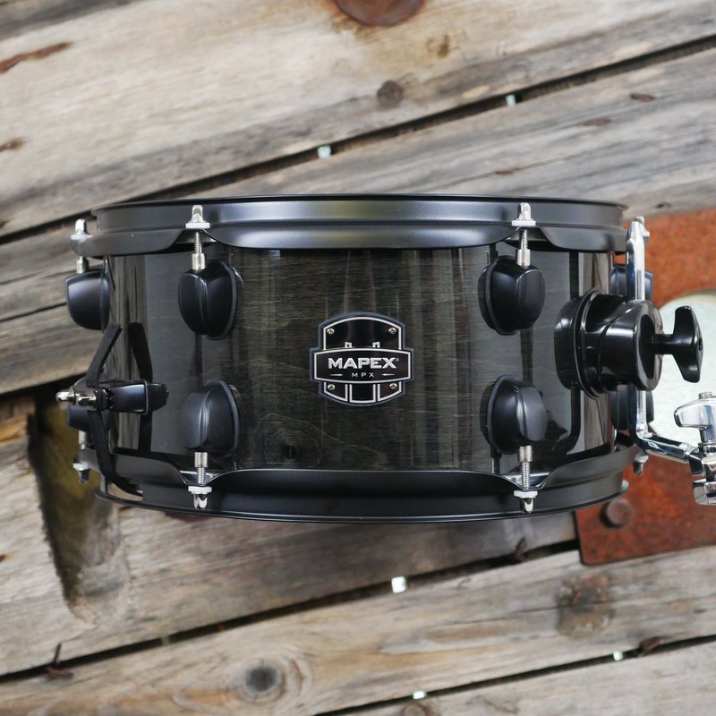 Mapex MPX 12 x 6 Maple Poplar Hybrid Shell Snare Drum in Transparent Midnight Black MPNMP2600BMB 1